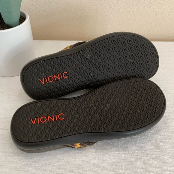 Vionic Brown Leopard Print Flip Flop Orthotic Comfort Sandals Women’s 7-7.5* - Picture 10 of 10